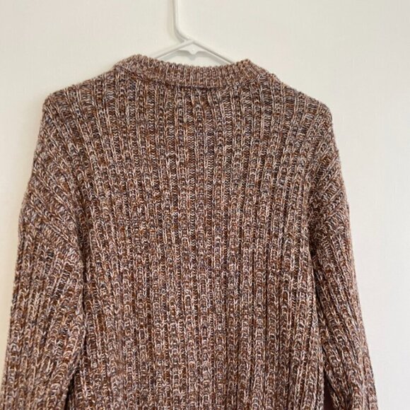 UNIVERSAL THREAD Crewneck Pullover Sweater Brown White Gray Chunky Knit Cotton M - Picture 13 of 14